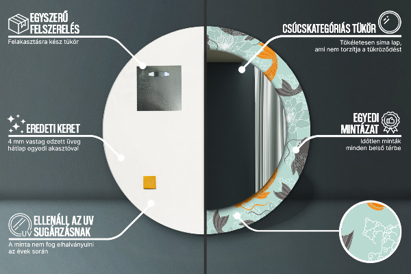 Specchio tondo stampato Carpa cinese