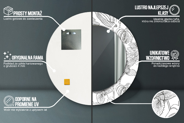 Specchio tondo stampato Pattern floreale