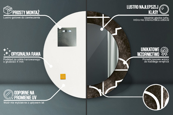 Specchio tondo stampato Piastrelle antiche