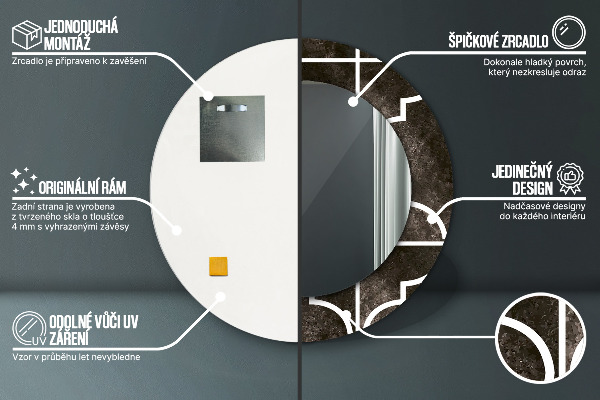 Specchio tondo stampato Piastrelle antiche