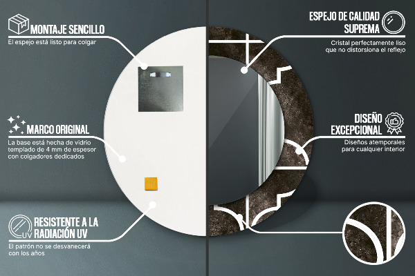 Specchio tondo stampato Piastrelle antiche