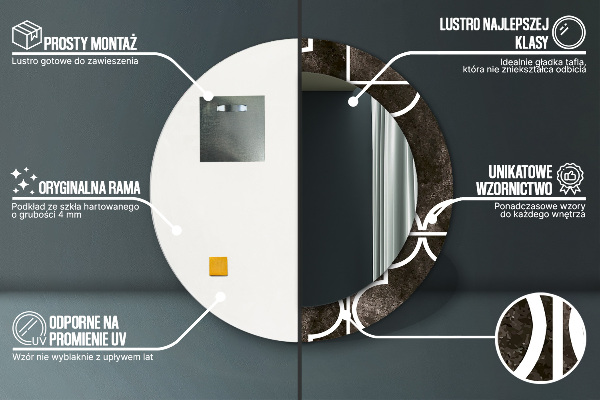 Specchio tondo stampato Piastrelle antiche