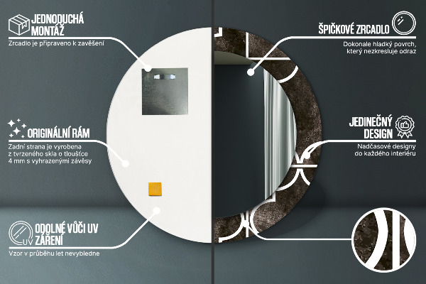 Specchio tondo stampato Piastrelle antiche
