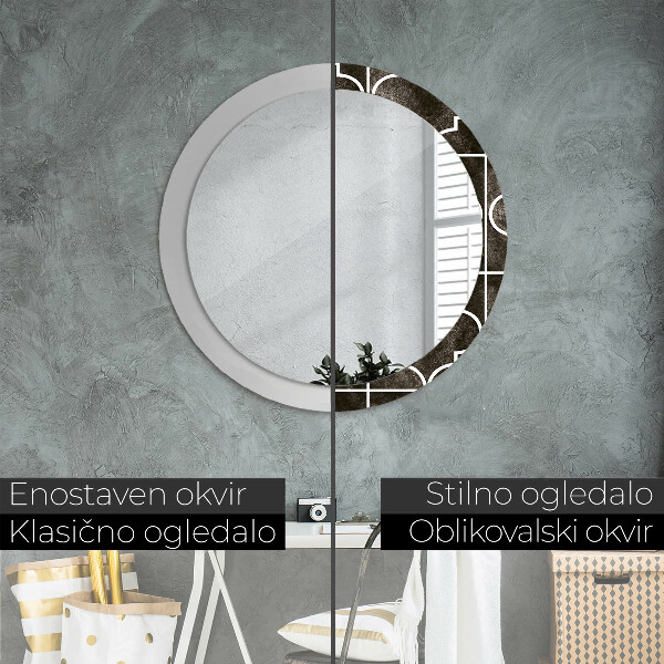Specchio tondo stampato Piastrelle antiche