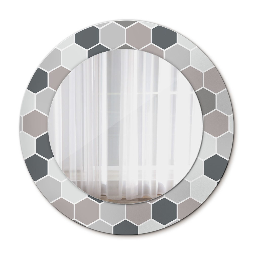 Specchio tondo stampato Pattern esagonale