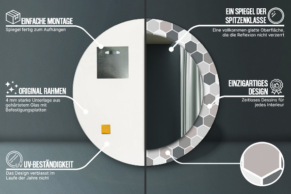Specchio tondo stampato Pattern esagonale