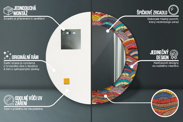 Specchio tondo stampato Ornamento bohimico