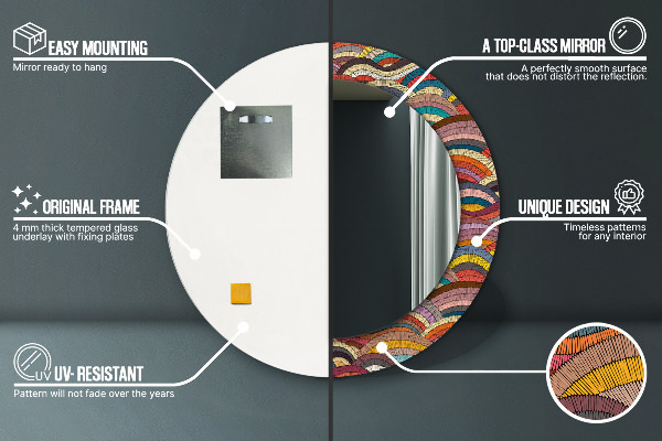 Specchio tondo stampato Ornamento bohimico