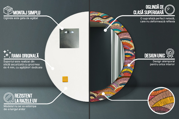 Specchio tondo stampato Ornamento bohimico