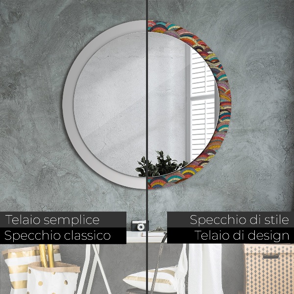 Specchio tondo stampato Ornamento bohimico