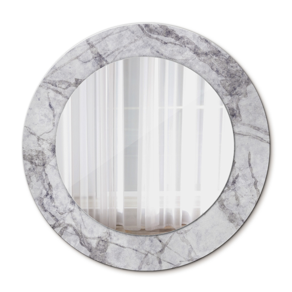 Specchio tondo stampato marmo bianco