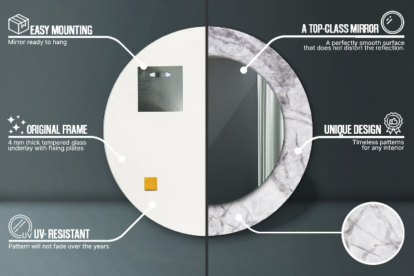 Specchio tondo stampato marmo bianco