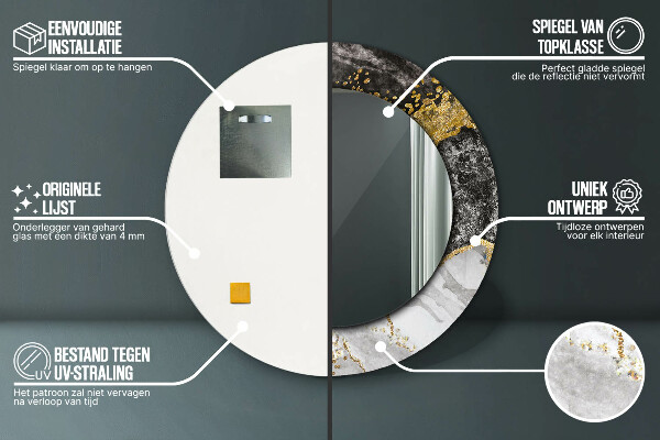 Specchio tondo decoro Marmo e oro