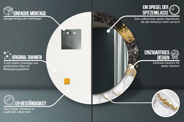 Specchio tondo decoro Marmo e oro