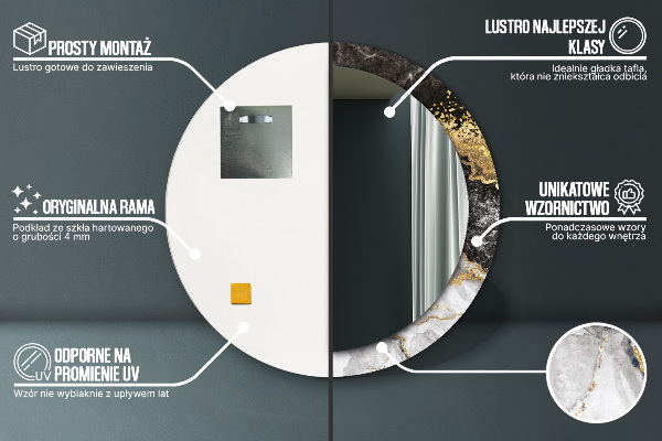 Specchio tondo decoro Marmo e oro