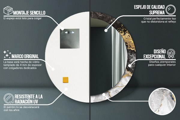 Specchio tondo decoro Marmo e oro