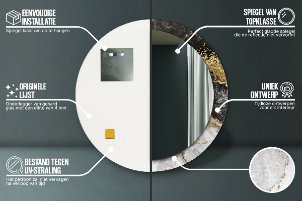 Specchio tondo decoro Marmo e oro