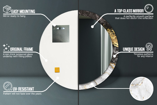 Specchio tondo decoro Marmo e oro