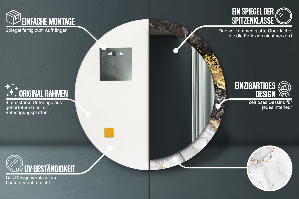 Specchio tondo decoro Marmo e oro