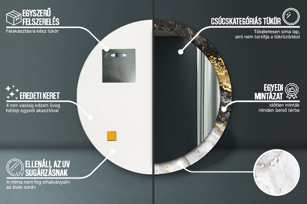 Specchio tondo decoro Marmo e oro