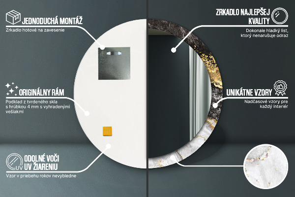 Specchio tondo decoro Marmo e oro