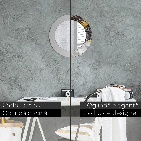 Specchio tondo decoro Marmo e oro