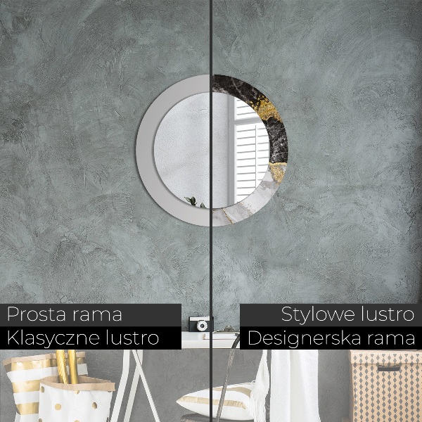 Specchio tondo decoro Marmo e oro