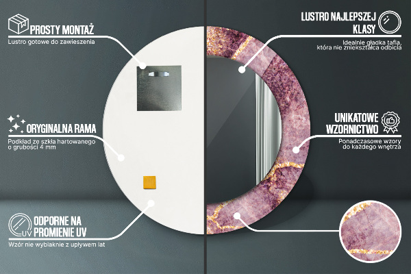 Specchio tondo decoro Marmo con aggiunta di oro