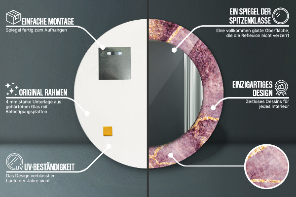 Specchio tondo decoro Marmo con aggiunta di oro