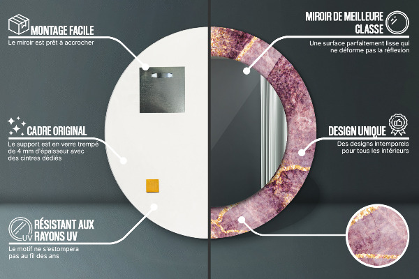 Specchio tondo decoro Marmo con aggiunta di oro