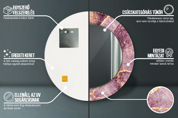 Specchio tondo decoro Marmo con aggiunta di oro