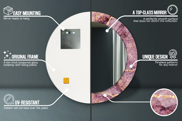 Specchio tondo decoro Marmo con aggiunta di oro