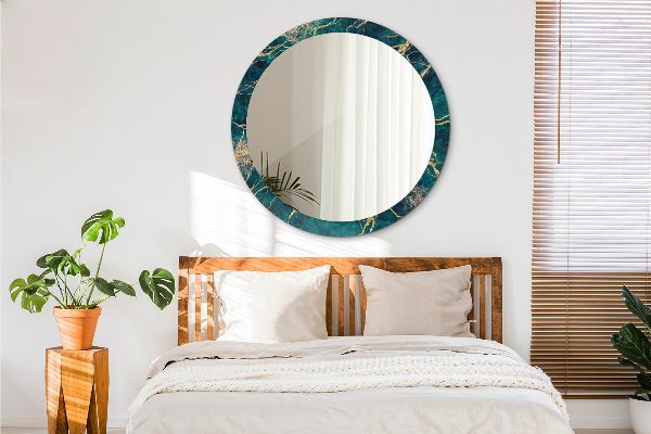 Specchio tondo decoro Marmo di malachite verde