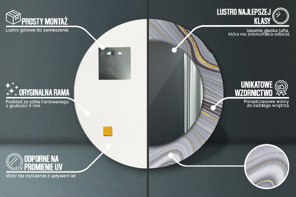 Specchio tondo decoro Marmo grigio