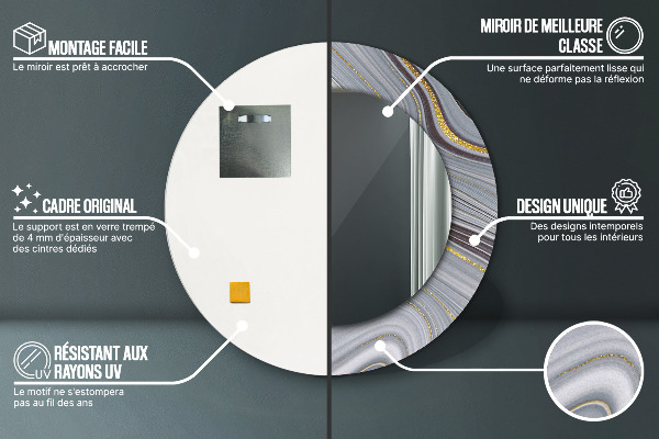 Specchio tondo decoro Marmo grigio