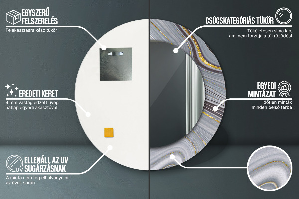 Specchio tondo decoro Marmo grigio