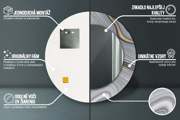 Specchio tondo decoro Marmo grigio