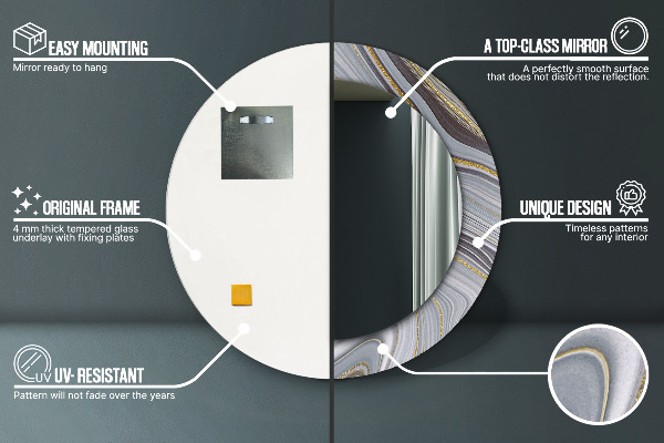 Specchio tondo decoro Marmo grigio