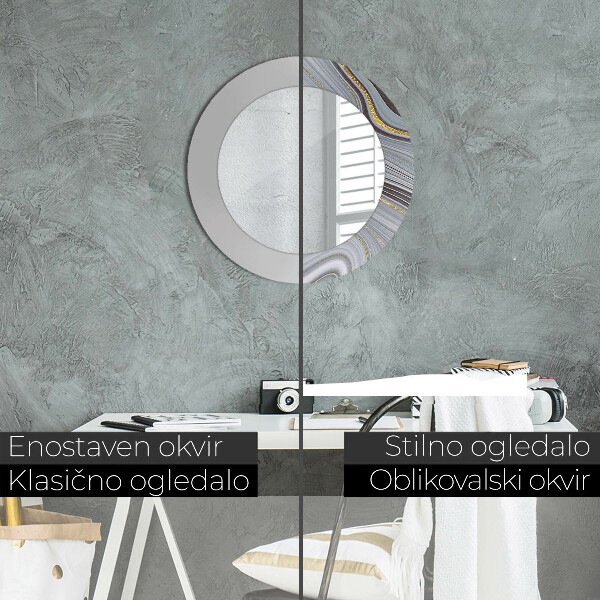 Specchio tondo decoro Marmo grigio