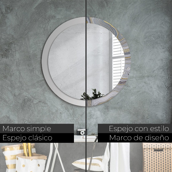 Specchio tondo decoro Marmo grigio
