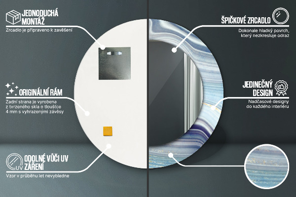 Specchio tondo decoro Marmo blu