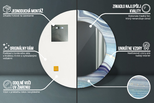 Specchio tondo decoro Marmo blu