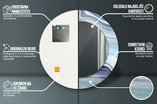 Specchio tondo decoro Marmo blu