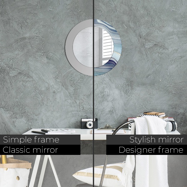 Specchio tondo decoro Marmo blu