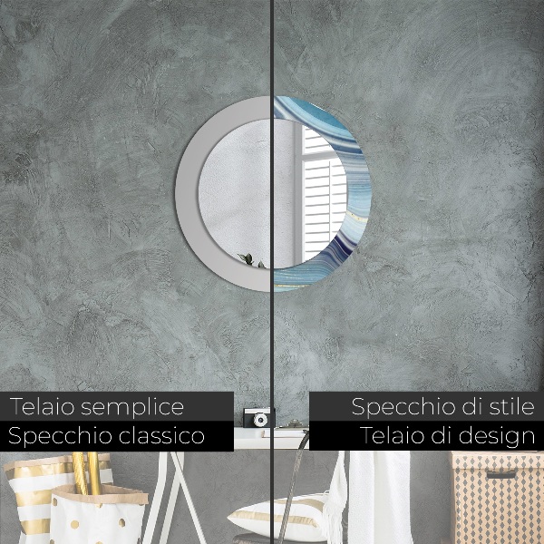 Specchio tondo decoro Marmo blu