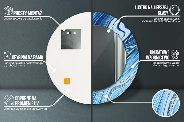 Specchio tondo decoro Marmo blu