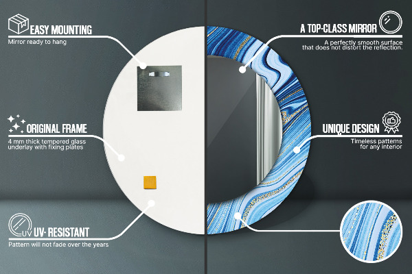 Specchio tondo decoro Marmo blu