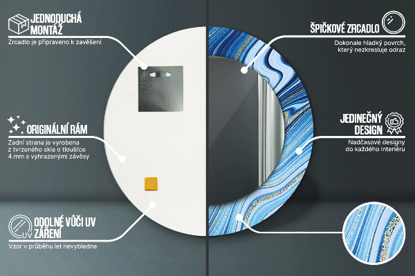 Specchio tondo decoro Marmo blu