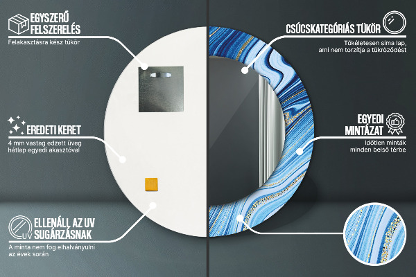 Specchio tondo decoro Marmo blu