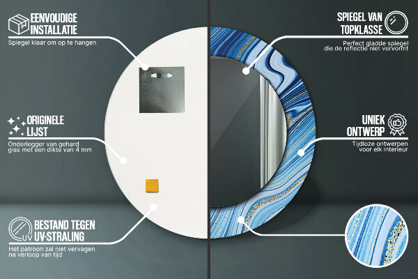 Specchio tondo decoro Marmo blu